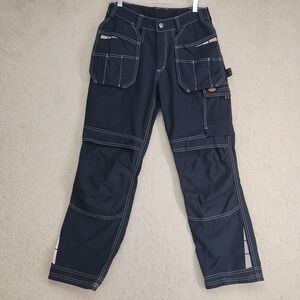Dickies Work Pants Mens 30x28 Navy Multi Pocket Reflective Stitch Cargo Knee